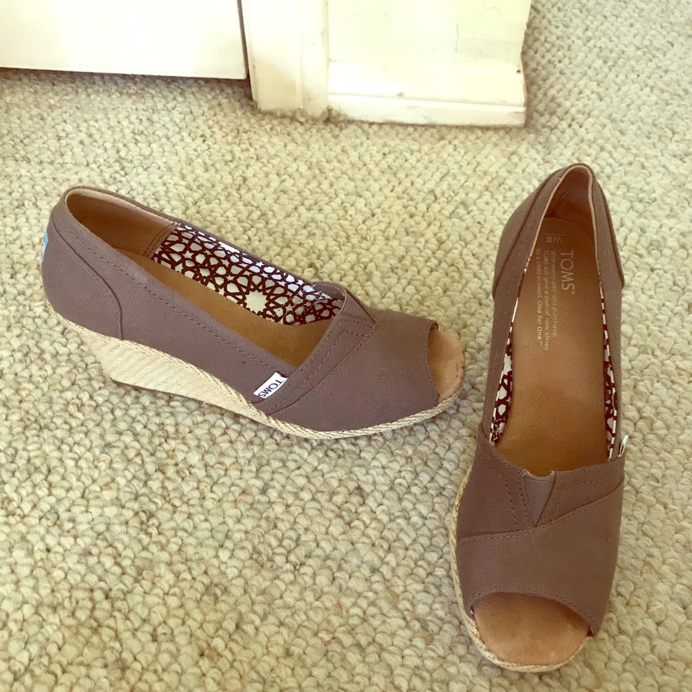 TOMS peep toe wedges